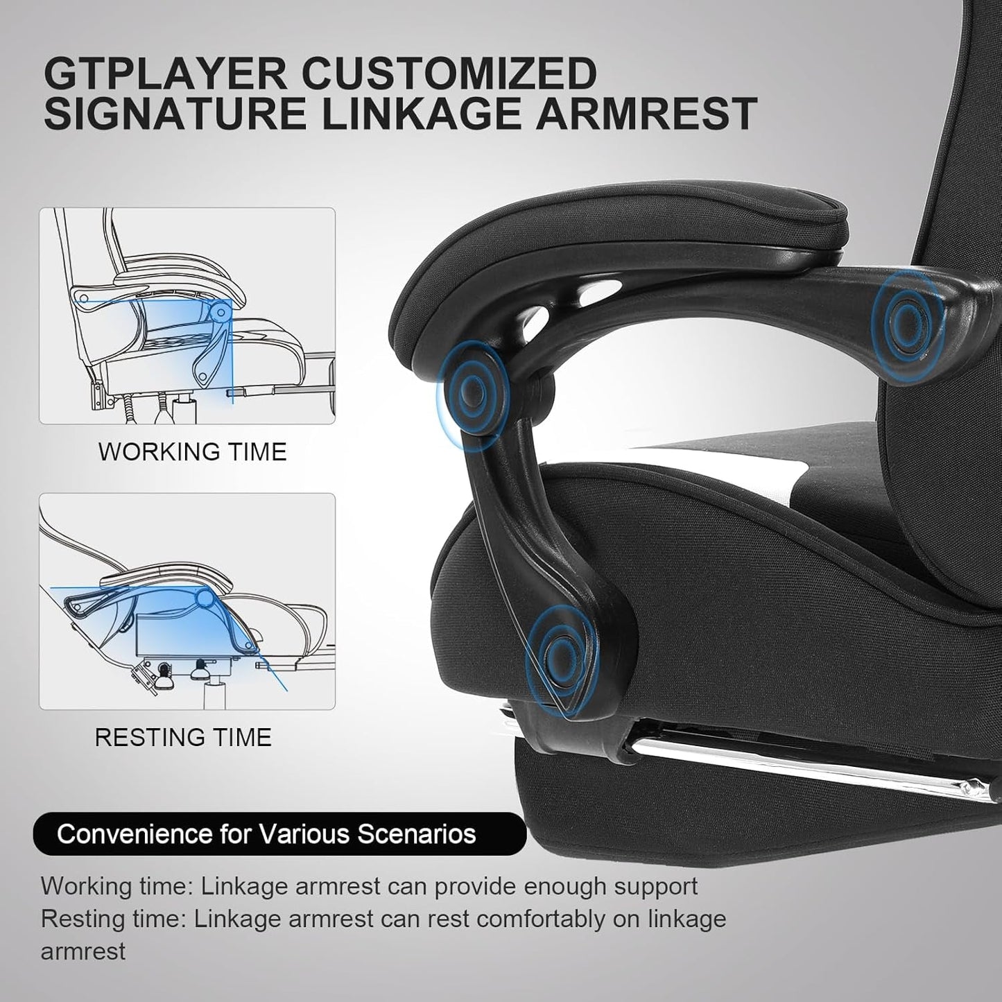 Gaming Chair, Computer Chair with Footrest and Lumbar Support, Height