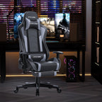 Gaming Chair with Footrest Speakers Video Game Chair Bluetooth Music Heavy Duty Ergonomic Computer Office Desk Chair (Gray)-1