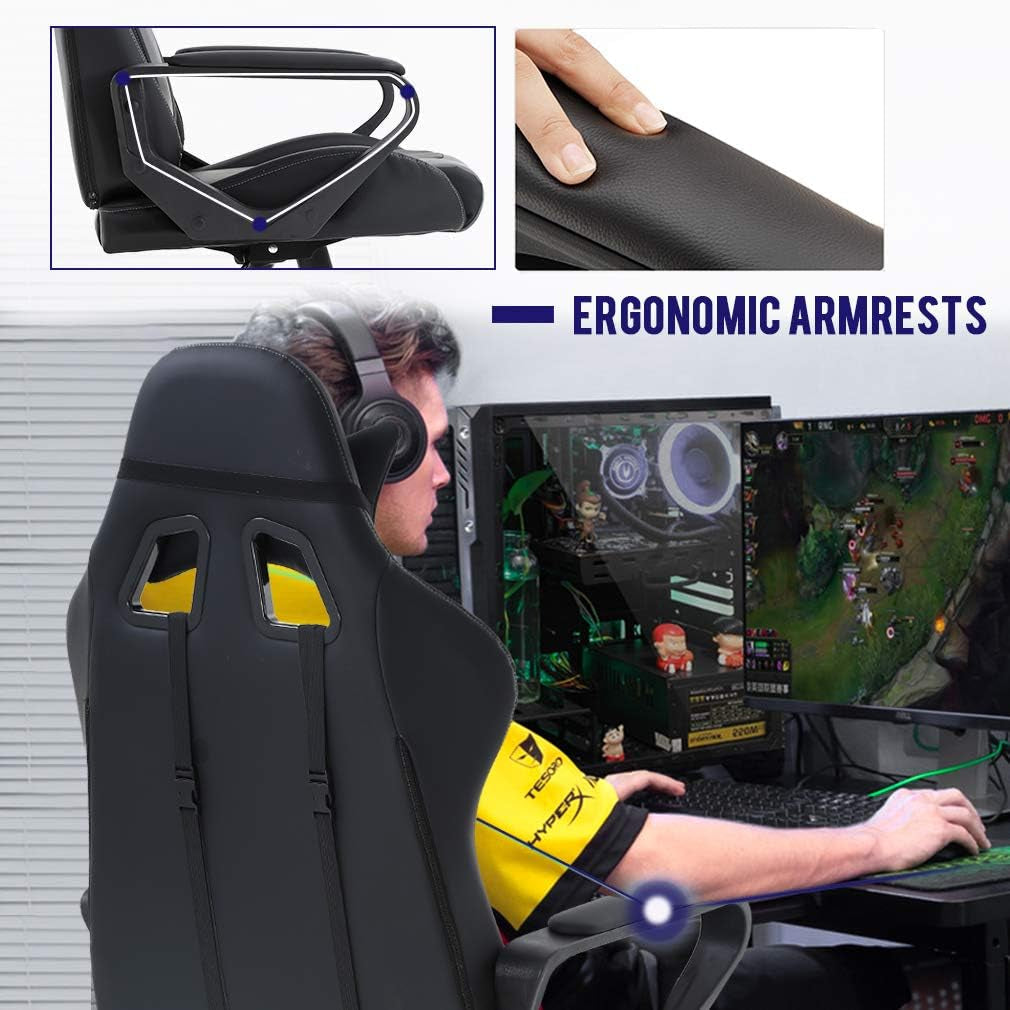 Ergonomic Gaming Chair with Lumbar Support (White)-4