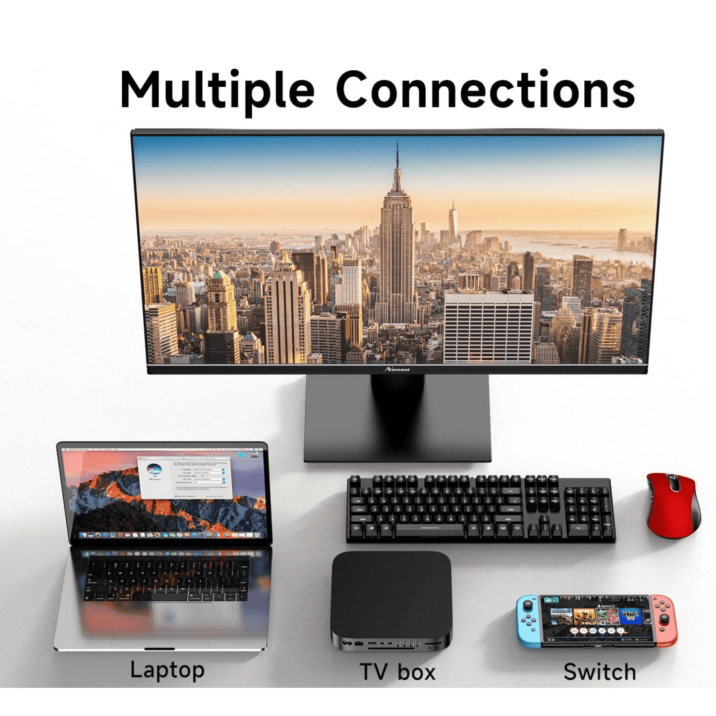 Norcent 27 Inch Frameless Computer Monitor FHD 75HZ VA with Built-In S