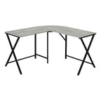 55inches Grey Top and Black Metal Corner Computer Desk