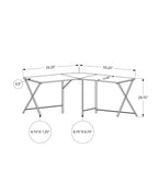 55inches Grey Top and Black Metal Corner Computer Desk