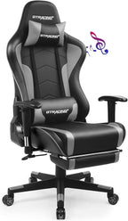 Gaming Chair with Footrest Speakers Video Game Chair Bluetooth Music Heavy Duty Ergonomic Computer Office Desk Chair (Gray)-0