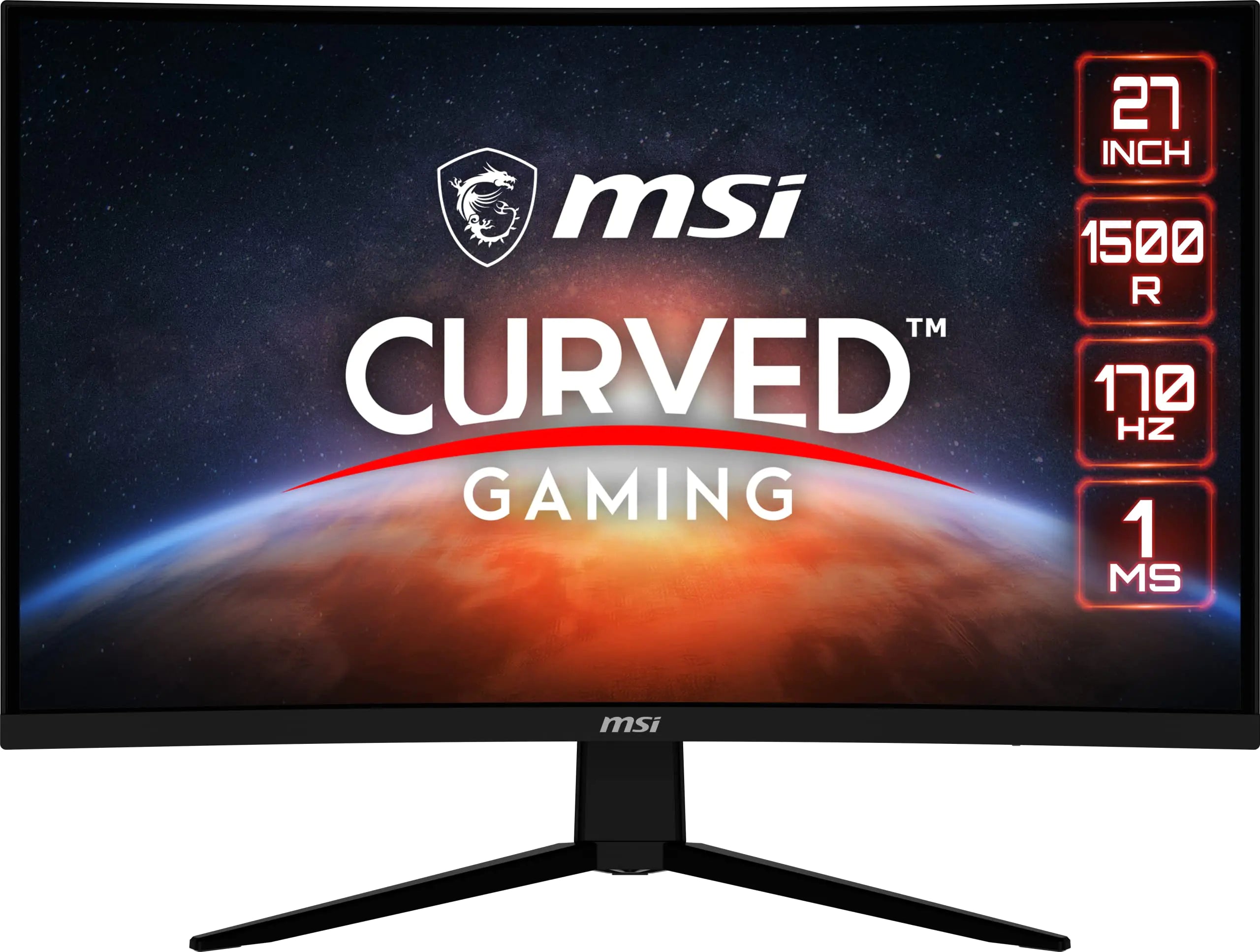 MSI G273CQ 27" Gaming Monitor 2560 x 1440 (QHD) VA 170Hz FreeSync Premium HDR Ready HDMI Displayport Tilt Black