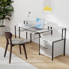 Spacious Computer Desk with LED Light and Storage-1
