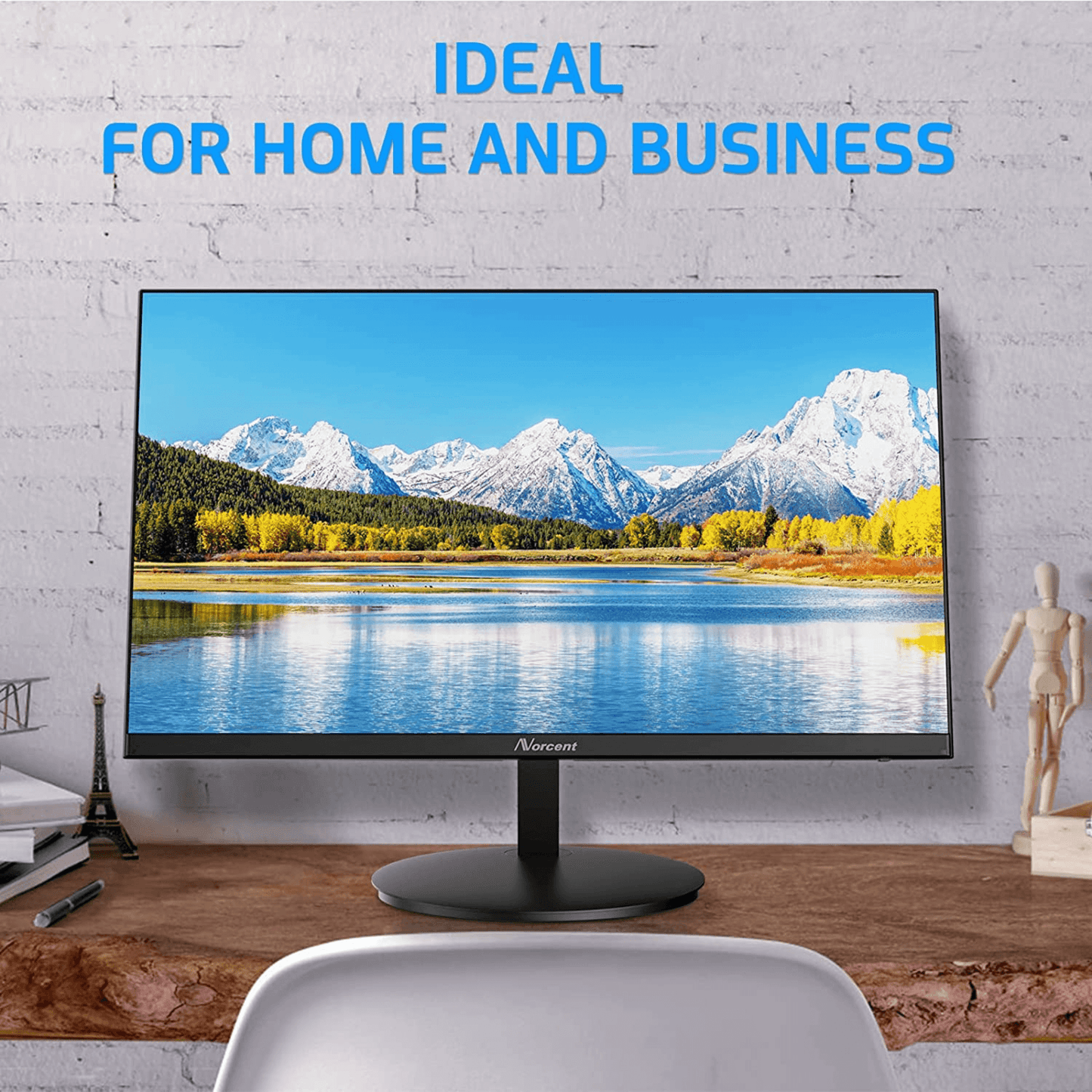 Norcent 24 Inch Frameless Computer Monitor FHD 75HZ VA with Built-In S
