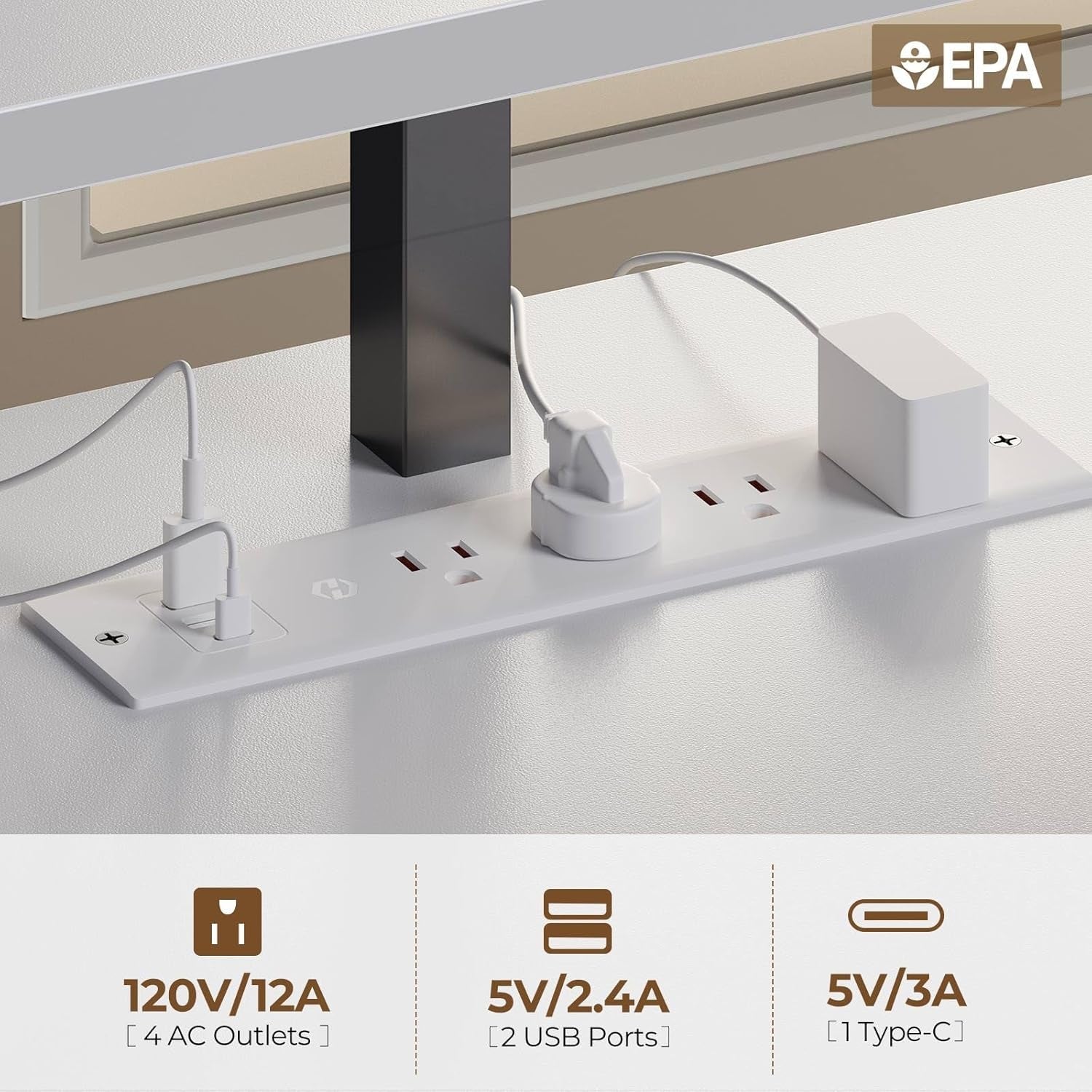 Spacious Computer Desk with LED Light and Storage-4