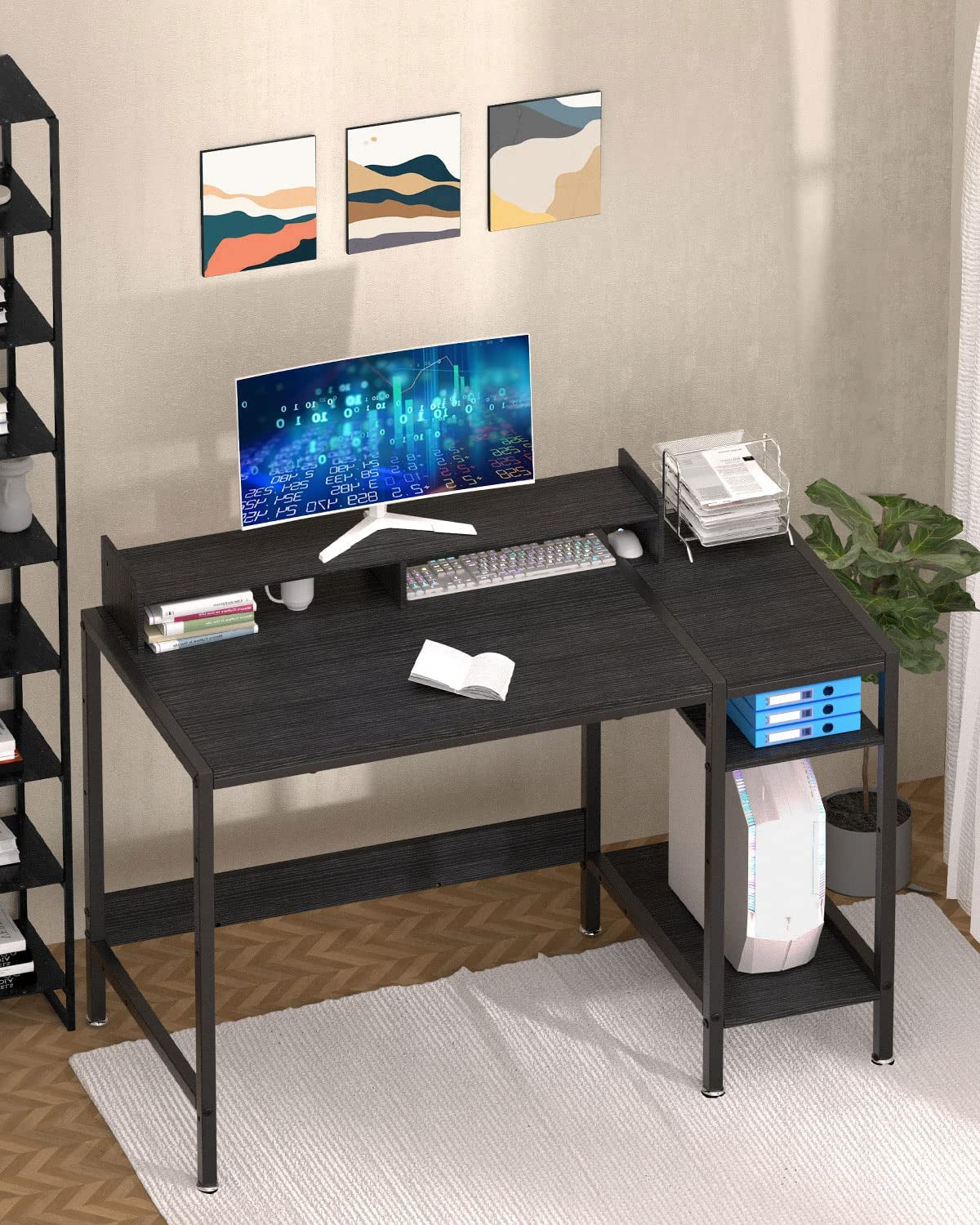 Computer Desk - 47” Gaming Desk, Home Office Desk with Storage, Small