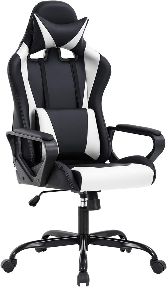 Ergonomic Gaming Chair with Lumbar Support (White)-0