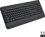 Logitech Signature K650 Comfort Full-Size Wireless Keyboard with Wrist Rest BLE Bluetooth or Logi Bolt USB Receiver - Graphite (Renewed)