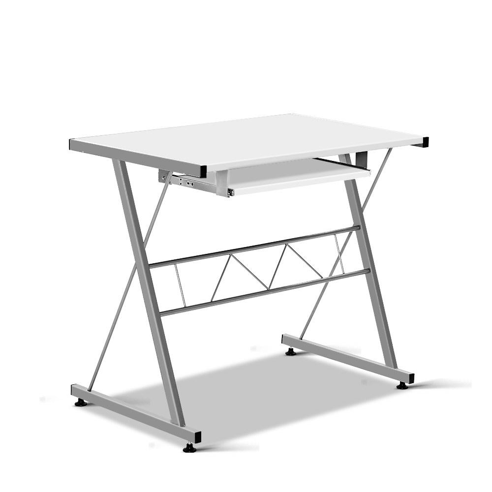 Artiss Computer Desk L-Shape Keyboard Tray Shelf White