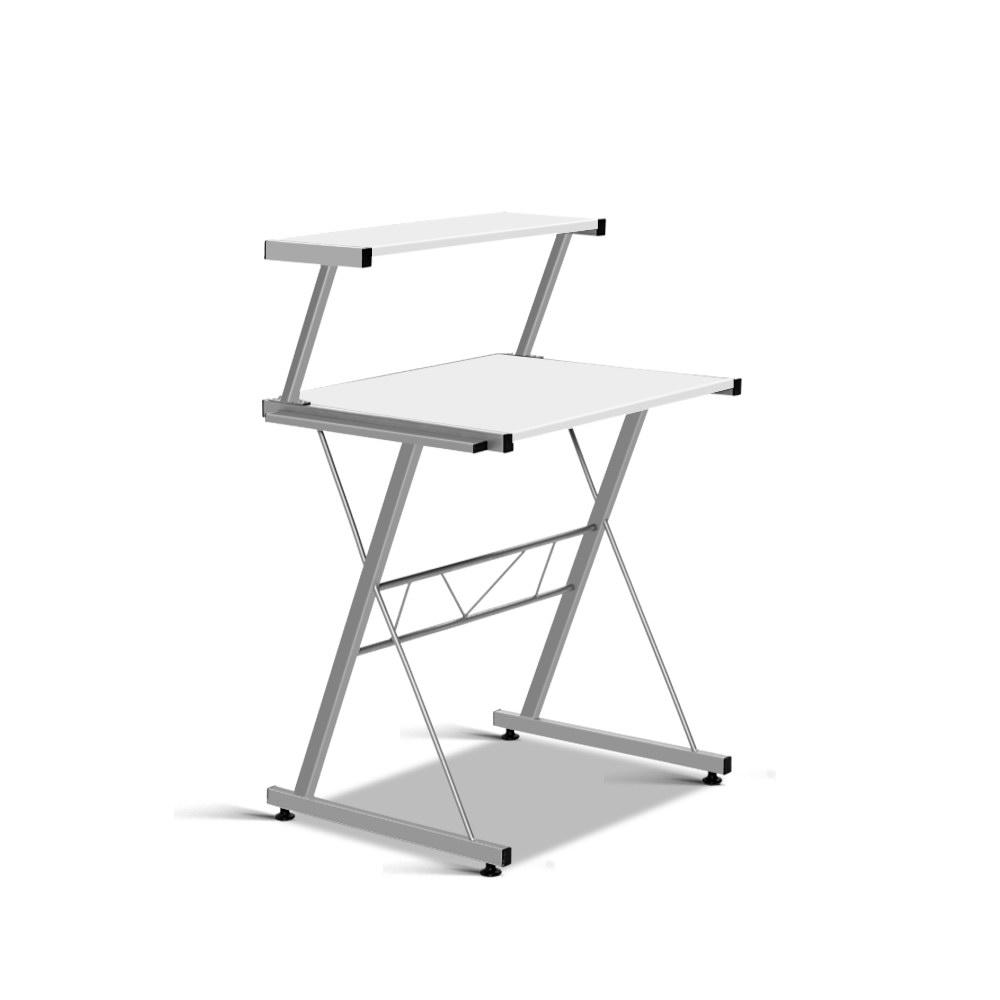 Artiss Computer Desk L-Shape Keyboard Tray Shelf White