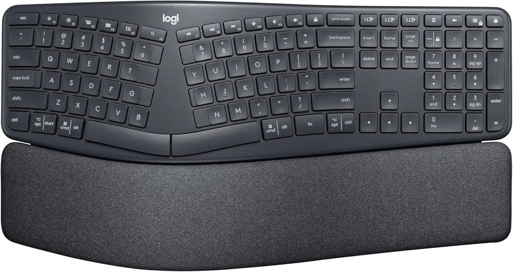 Logitech Ergo K860 Wireless Ergonomic Keyboard with Wrist Rest - Split Keyboard Layout for Windows/Mac Bluetooth or USB Connectivity (Renewed)