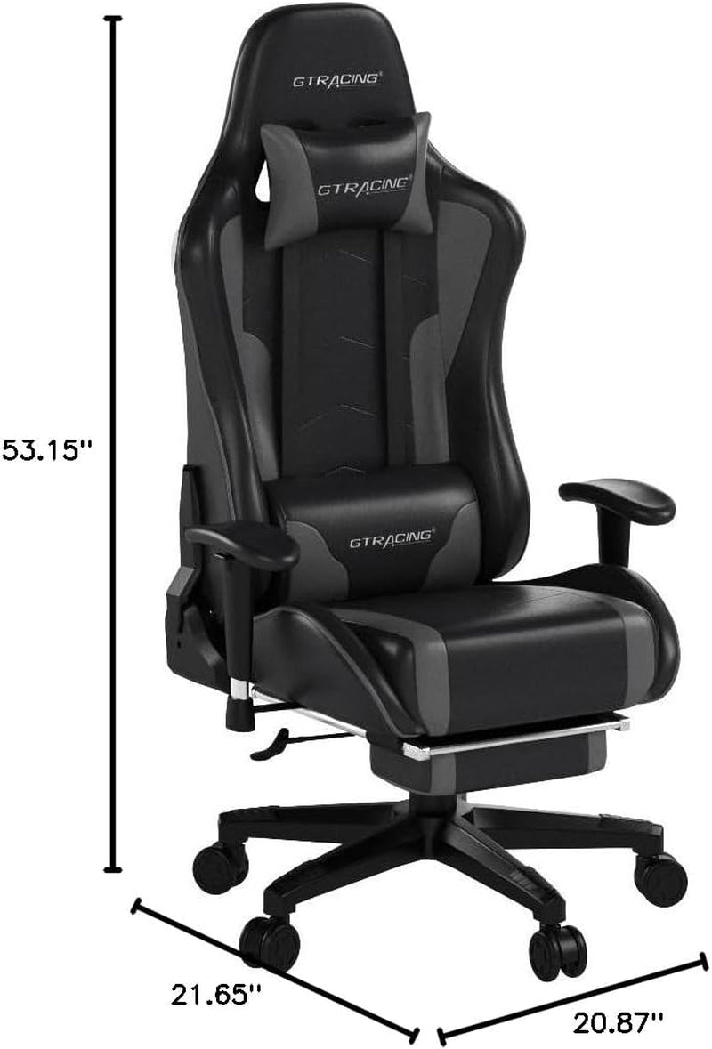 Gaming Chair with Footrest Speakers Video Game Chair Bluetooth Music Heavy Duty Ergonomic Computer Office Desk Chair (Gray)-2