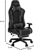 Gaming Chair with Footrest Speakers Video Game Chair Bluetooth Music Heavy Duty Ergonomic Computer Office Desk Chair (Gray)-2