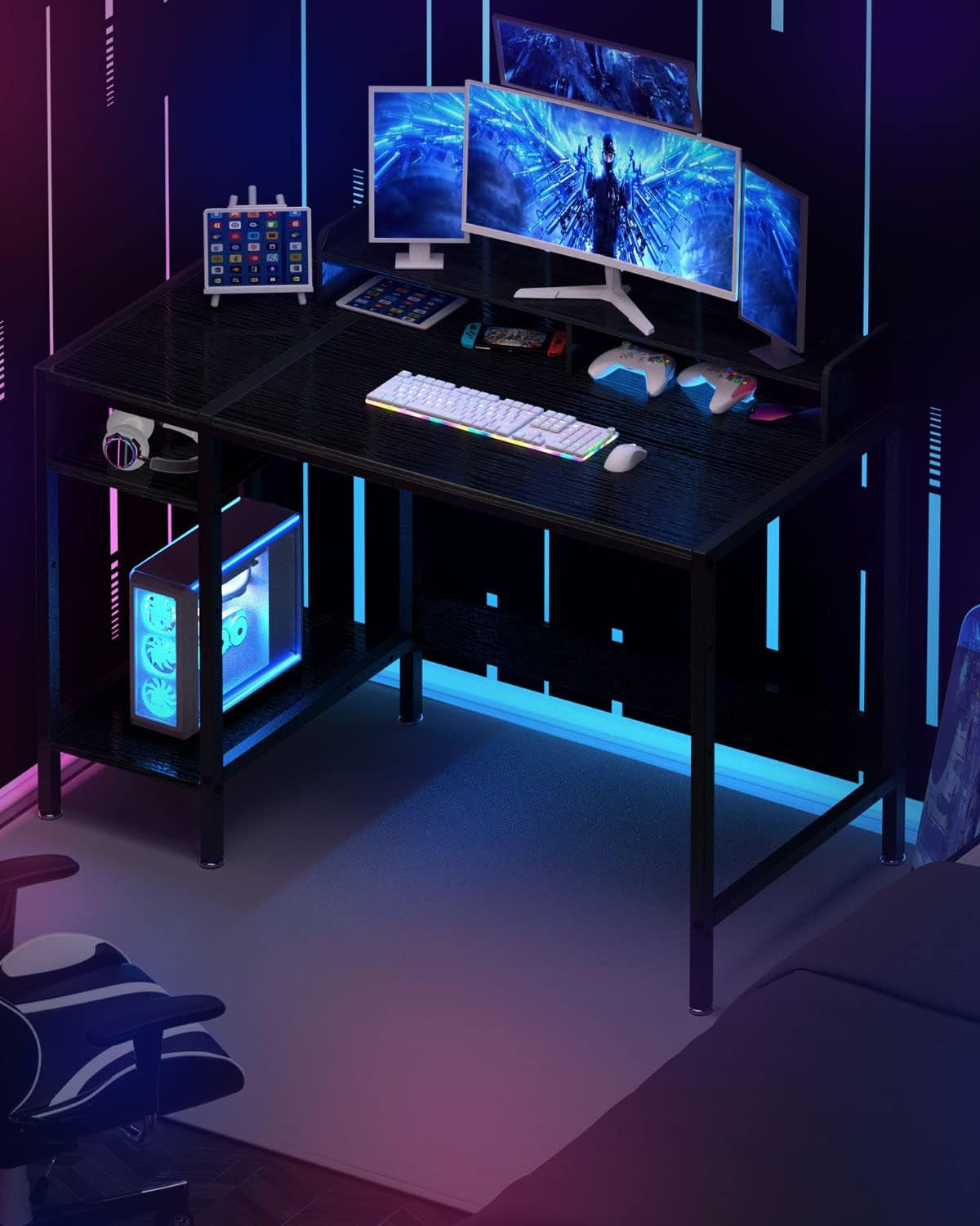 Computer Desk - 47” Gaming Desk, Home Office Desk with Storage, Small