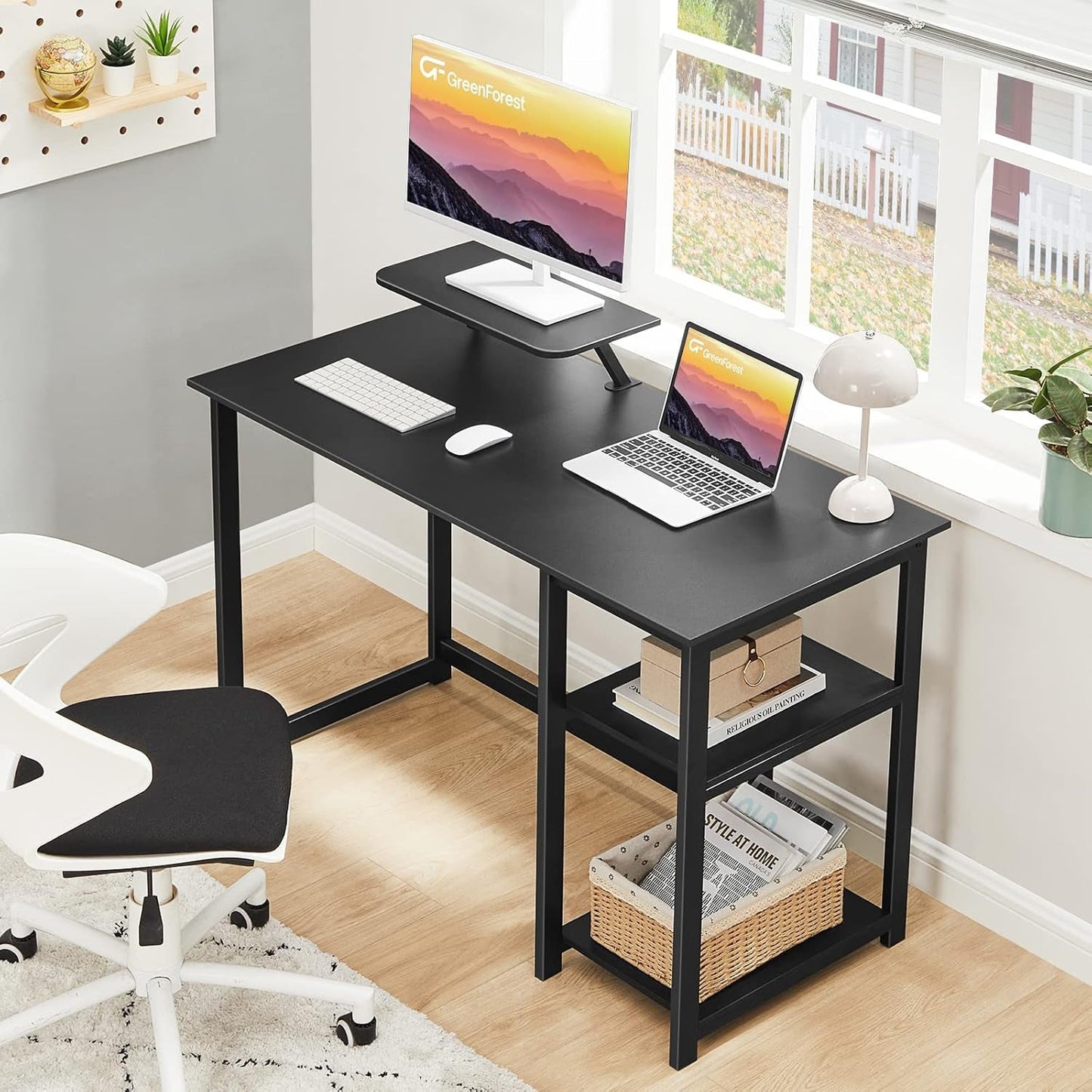Computer Desk 39 Inch with Monitor Stand, Office Desk with Adjustable