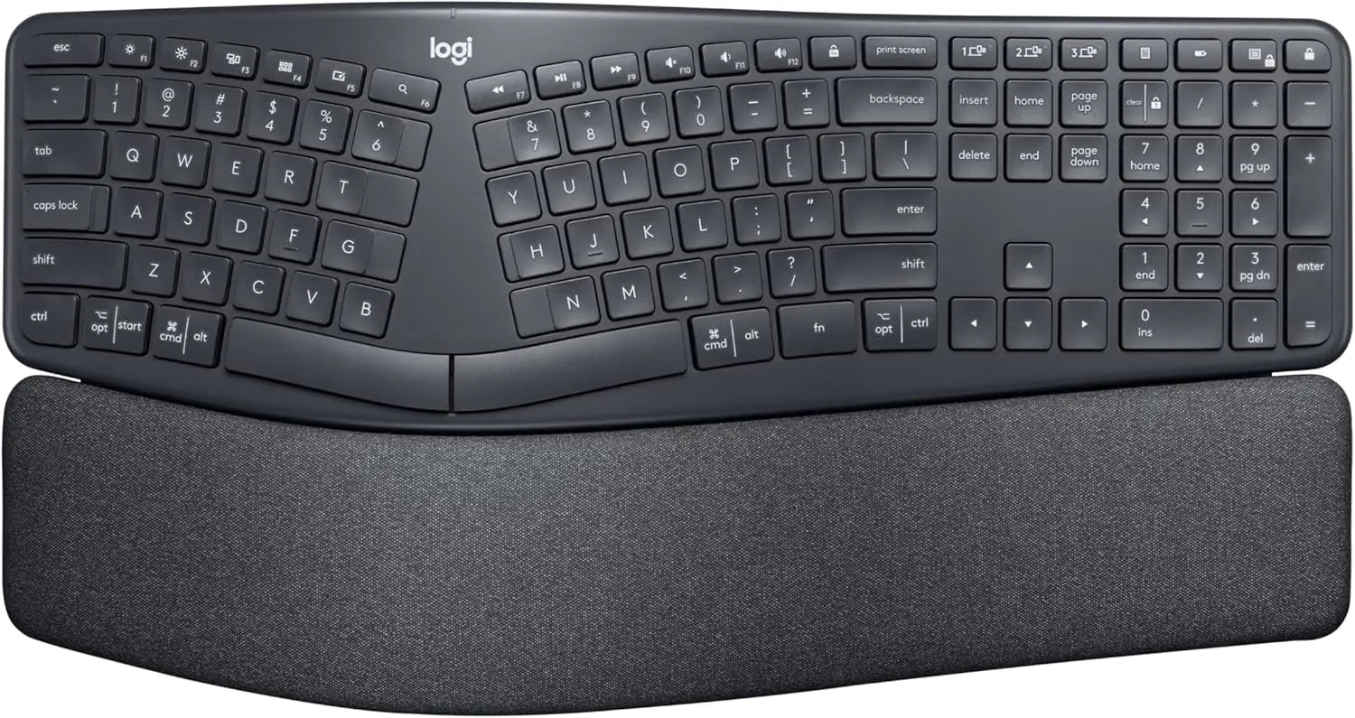 Logitech Ergo K860 Wireless Ergonomic Keyboard with Wrist Rest - Split Keyboard Layout for Windows/Mac Bluetooth or USB Connectivity (Renewed)