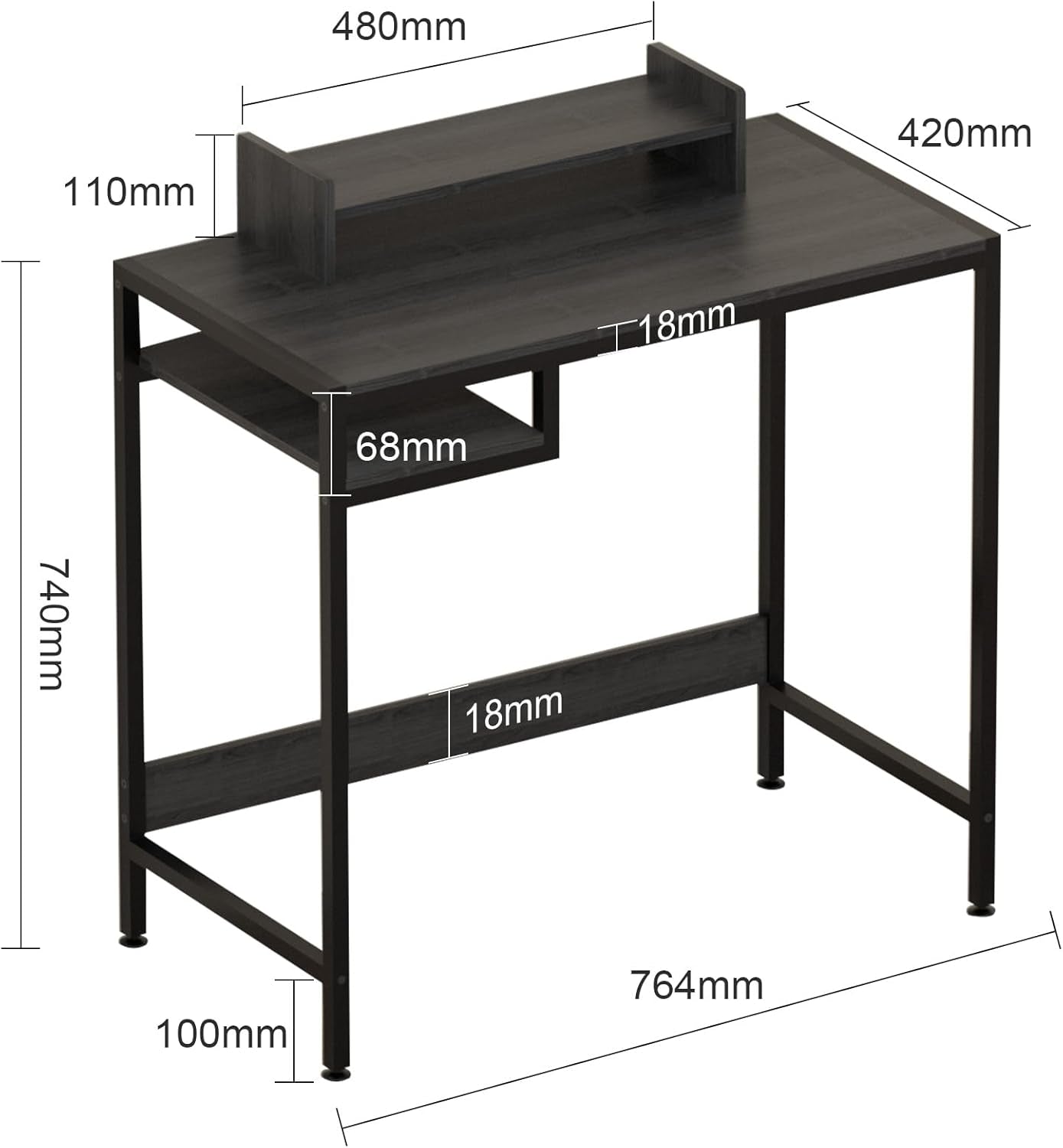 Computer Desk - 32 Inch Home Office Desk with Storage, Gaming Desk