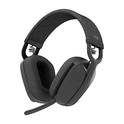 Logitech Zone Vibe 100 Lightweight Wireless Over Ear Headphones with Noise Canceling Microphone Advanced Multipoint Bluetooth Headset Works with Teams Google Meet Zoom Mac/PC - Graphite